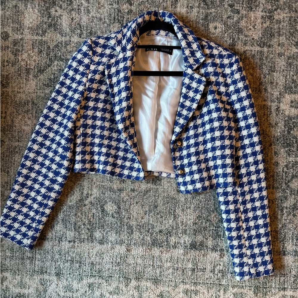 ZARA blue cropped blazer